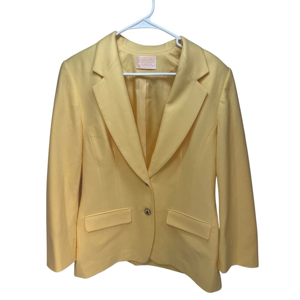 Pendletons Blazer Womens 12 VTG 80s Wool yellow Ornate USA Preppy Career Classic
